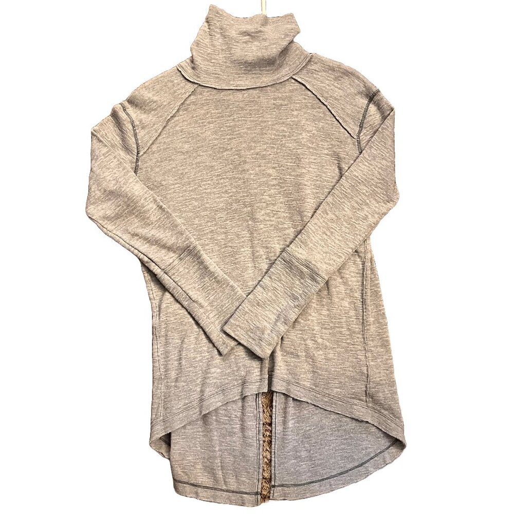 Free People We The Free Ribbed Knit Turtle Neck Tunic Sz M Slit Back Long Sleeve